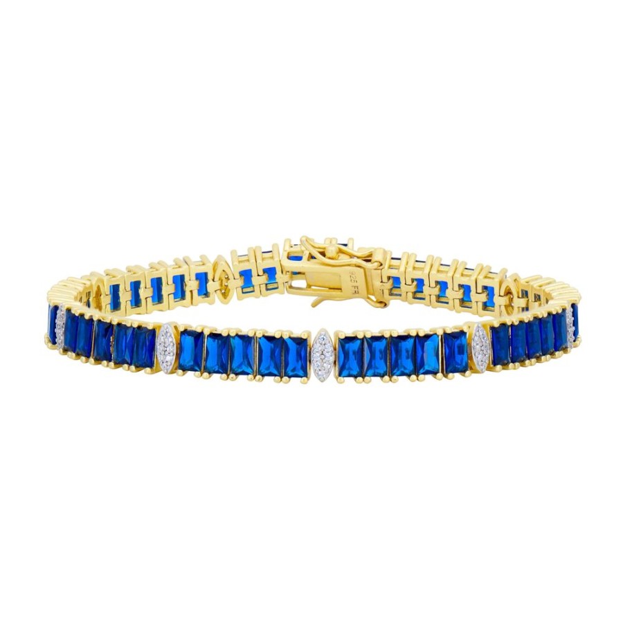 Jewelry Freida Rothman | Midnight Tri-Tone Twilight Marquis Station Tennis Bracelet Blue