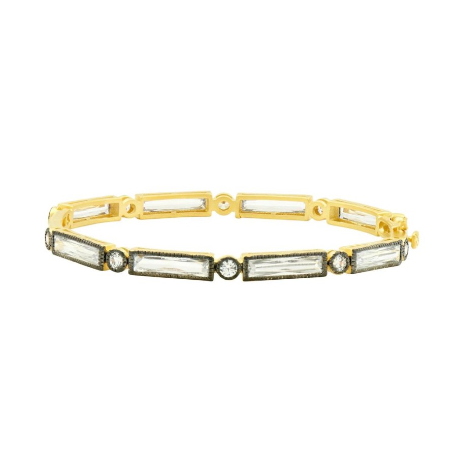 Jewelry Freida Rothman | Thin Baguette Bar Eternity Hinge Bangle