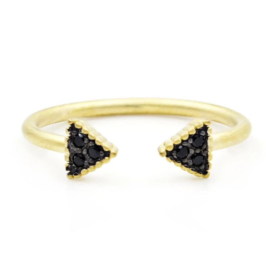 Jewelry Freida Rothman | Freida Rothman Black Pave Arrow Cuff Ring