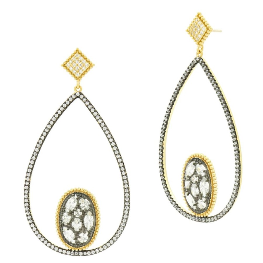 Jewelry Freida Rothman | Rose D'Or Open Teardrop Earrings