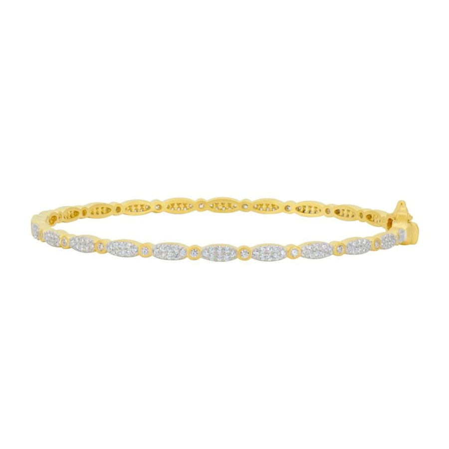 Jewelry Freida Rothman | Marquise Pave Thin Hinge Bangle