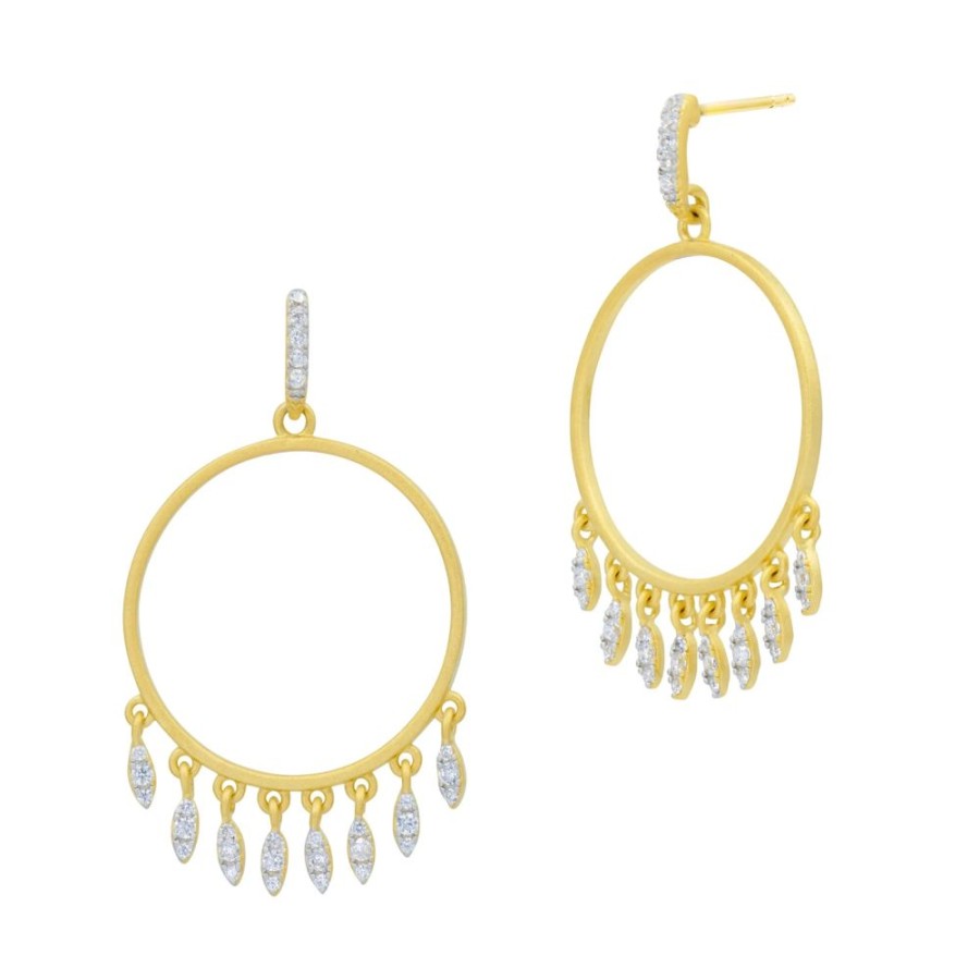 Jewelry Freida Rothman | Blossoming Brilliance Open Hoop Earrings Gold & Silver