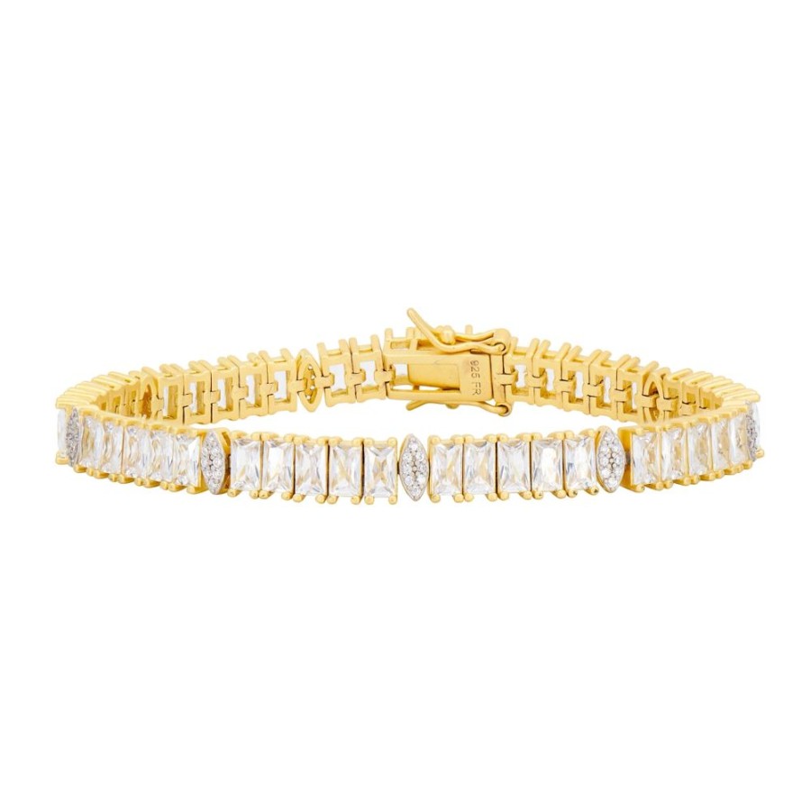 Jewelry Freida Rothman | Midnight Tri-Tone Twilight Marquis Station Tennis Bracelet Clear