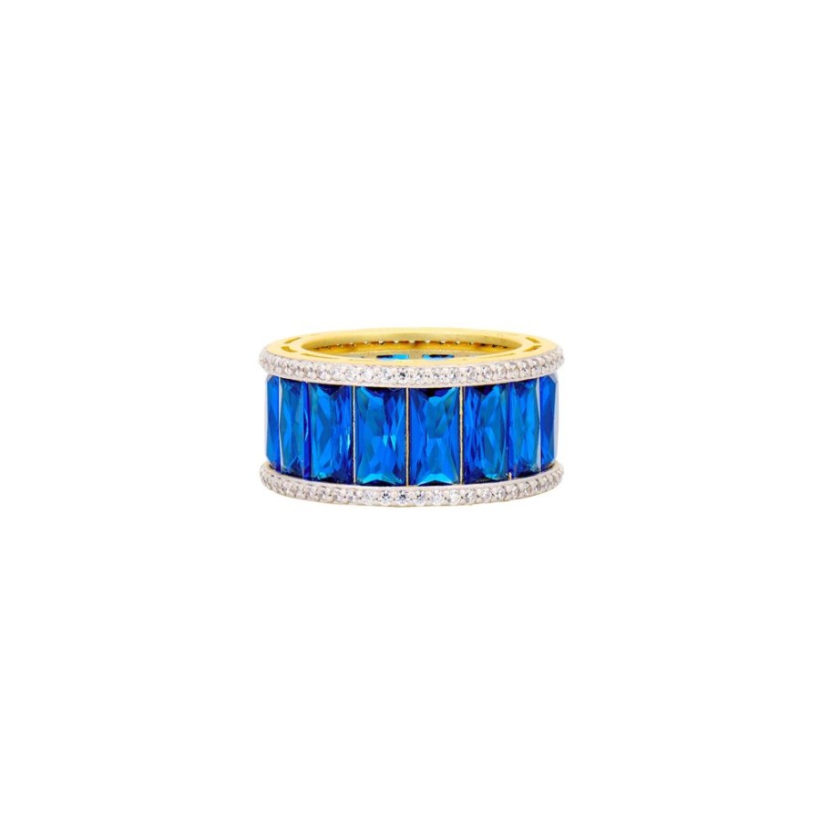 Jewelry Freida Rothman | Midnight Tri-Tone Twilight Cigar Band Ring Blue