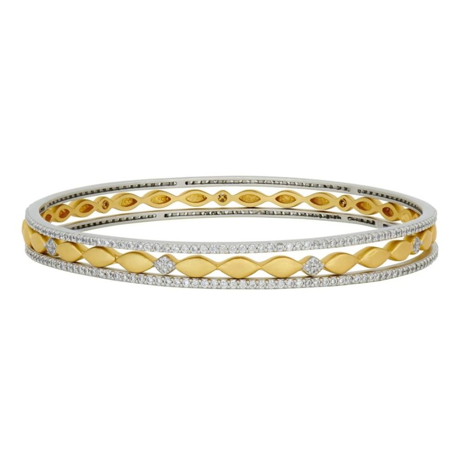 Jewelry Freida Rothman | Petals And Pave 3-Stack Slide On Bangles