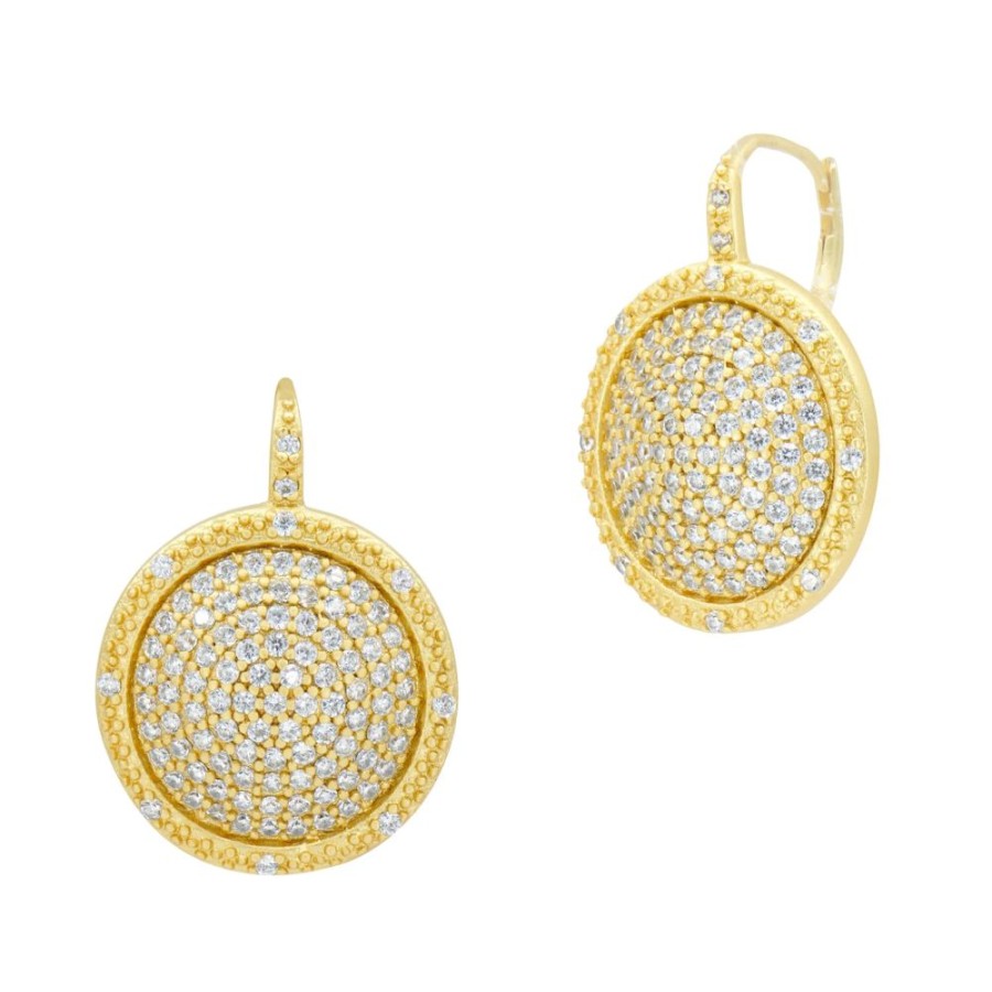 Jewelry Freida Rothman | Large Pave Times Square Leverback Earrings