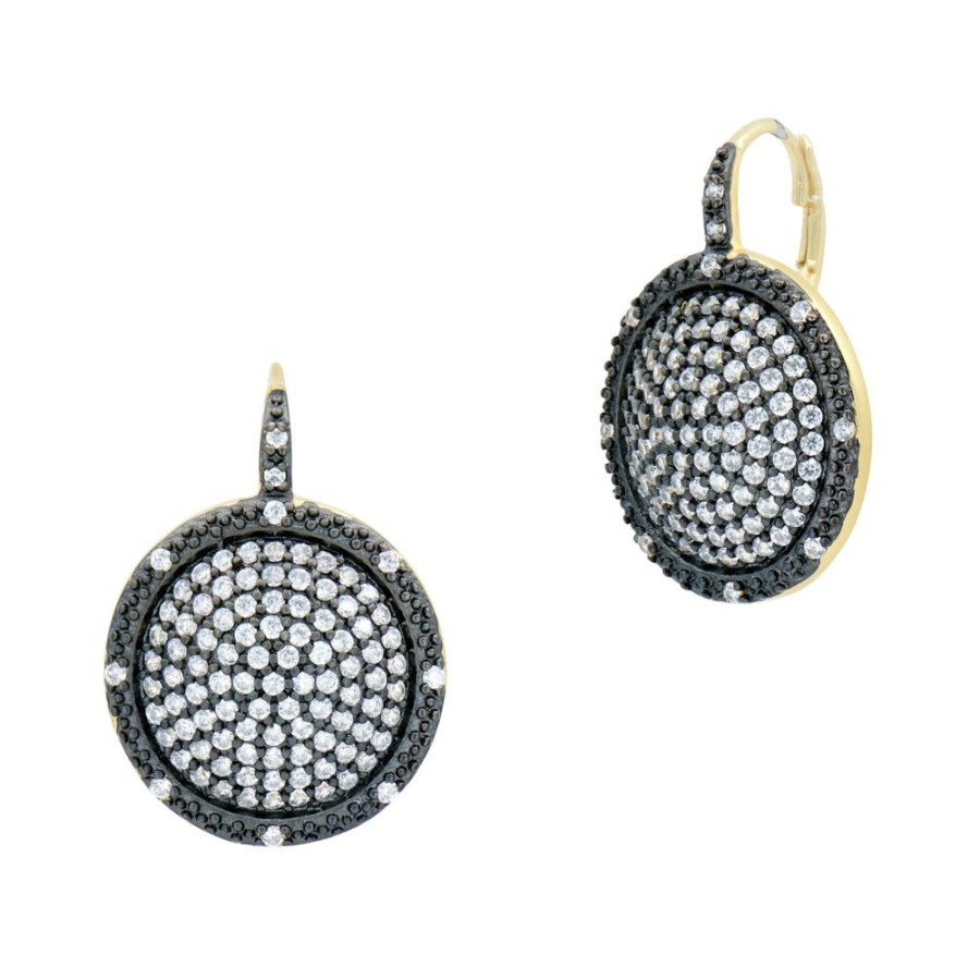 Jewelry Freida Rothman | Large Pave Times Square Leverback Earrings