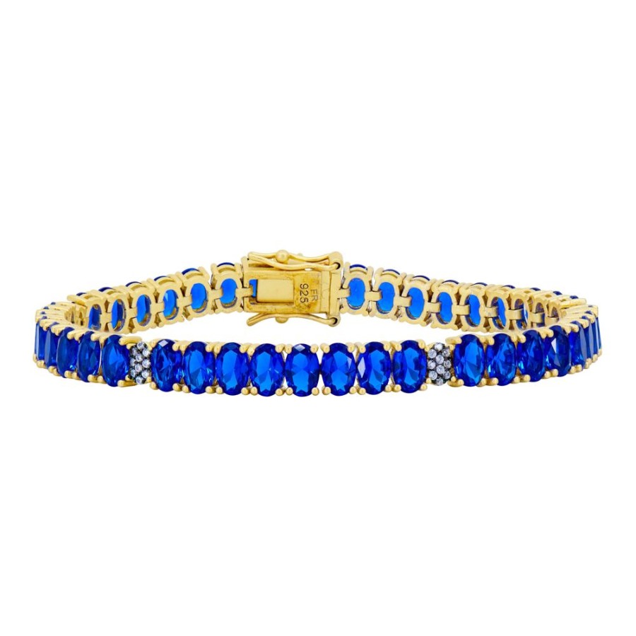 Jewelry Freida Rothman | Midnight Tri-Tone Twilight Oval Station Tennis Bracelet Blue