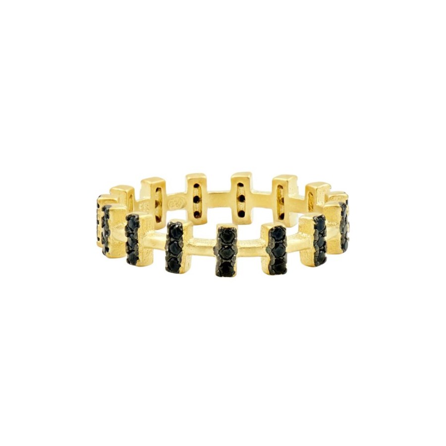 Jewelry Freida Rothman | Freida Rothman Handset Black Stone Bar Ring