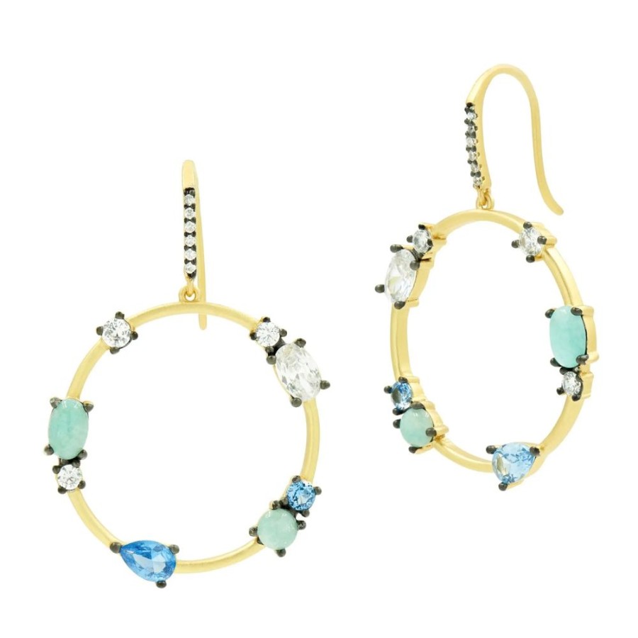 Jewelry Freida Rothman | Touch Of Turquoise Open Hoop Earring