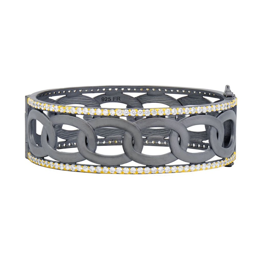 Jewelry Freida Rothman | Signature Grit Chain Link Statement Bangle