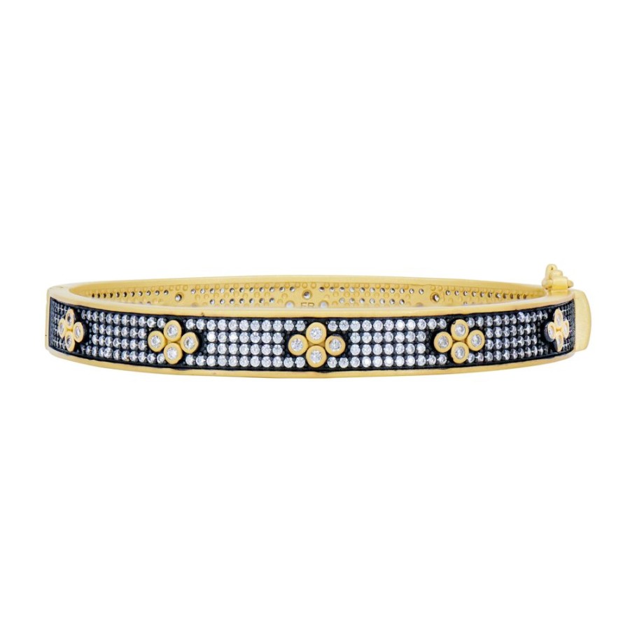 Jewelry Freida Rothman | Signature Brooklyn In Bloom Clover Hinge Pave Bangle