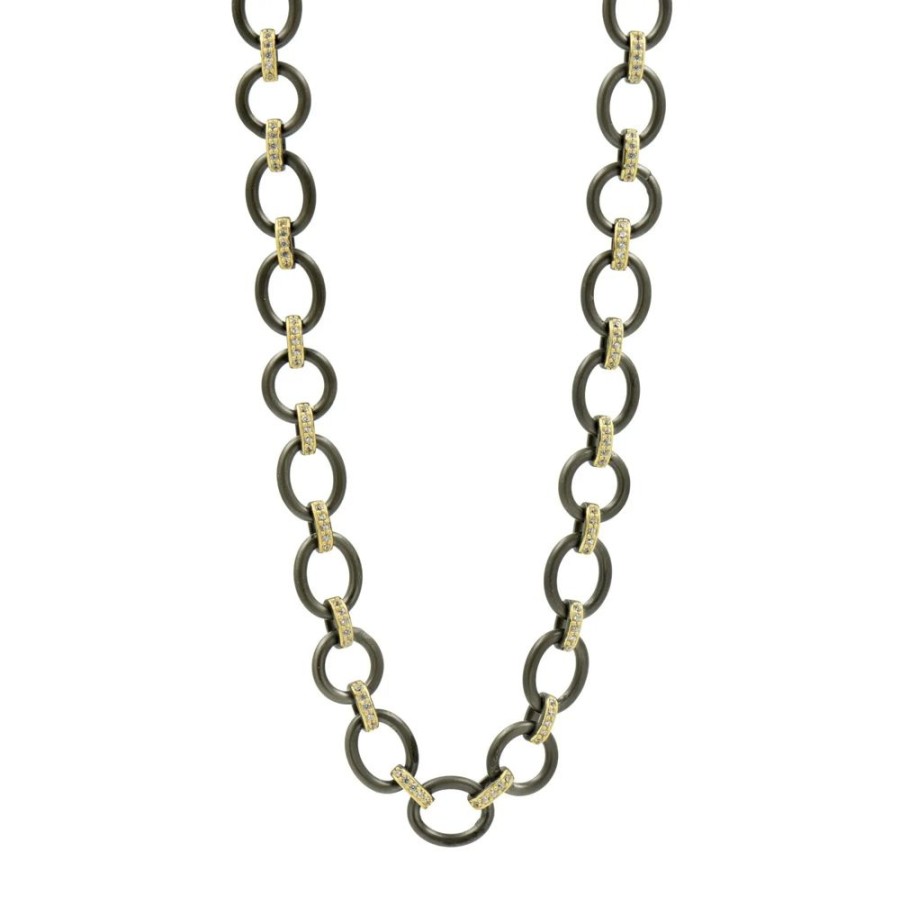 Jewelry Freida Rothman | The Perfect Chunky Mixed Metal Link Necklace Black Gold And 14K Gold On Sterling Silver