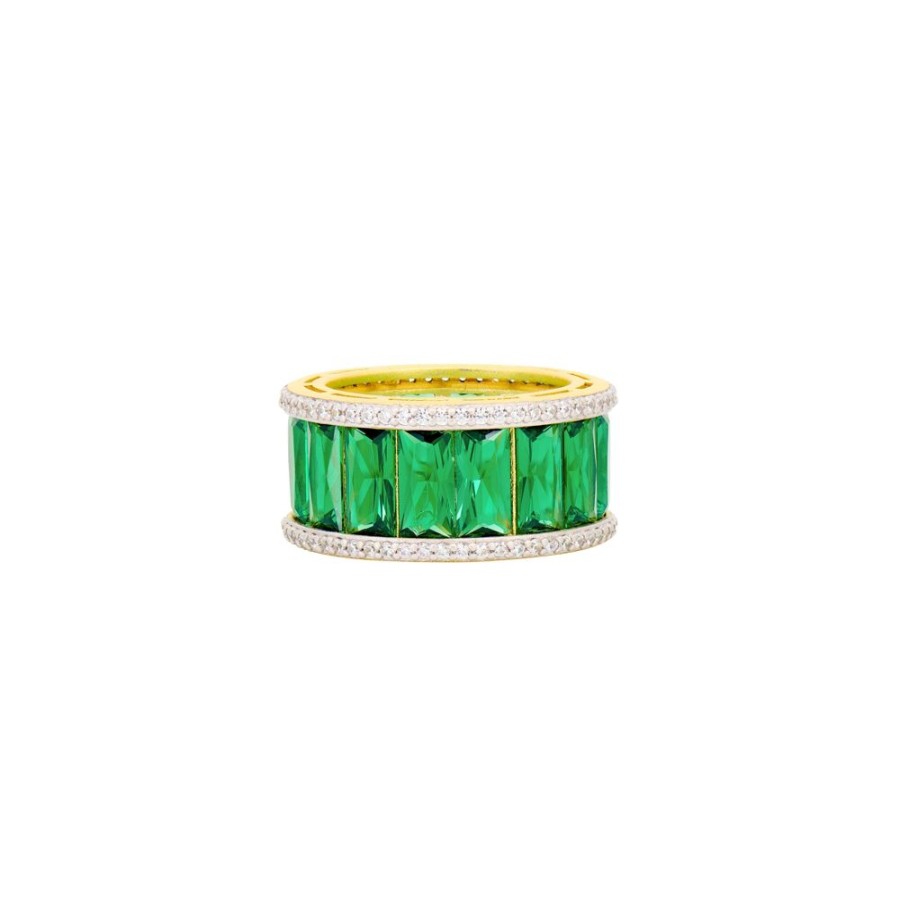 Jewelry Freida Rothman | Midnight Tri-Tone Twilight Cigar Band Ring Green