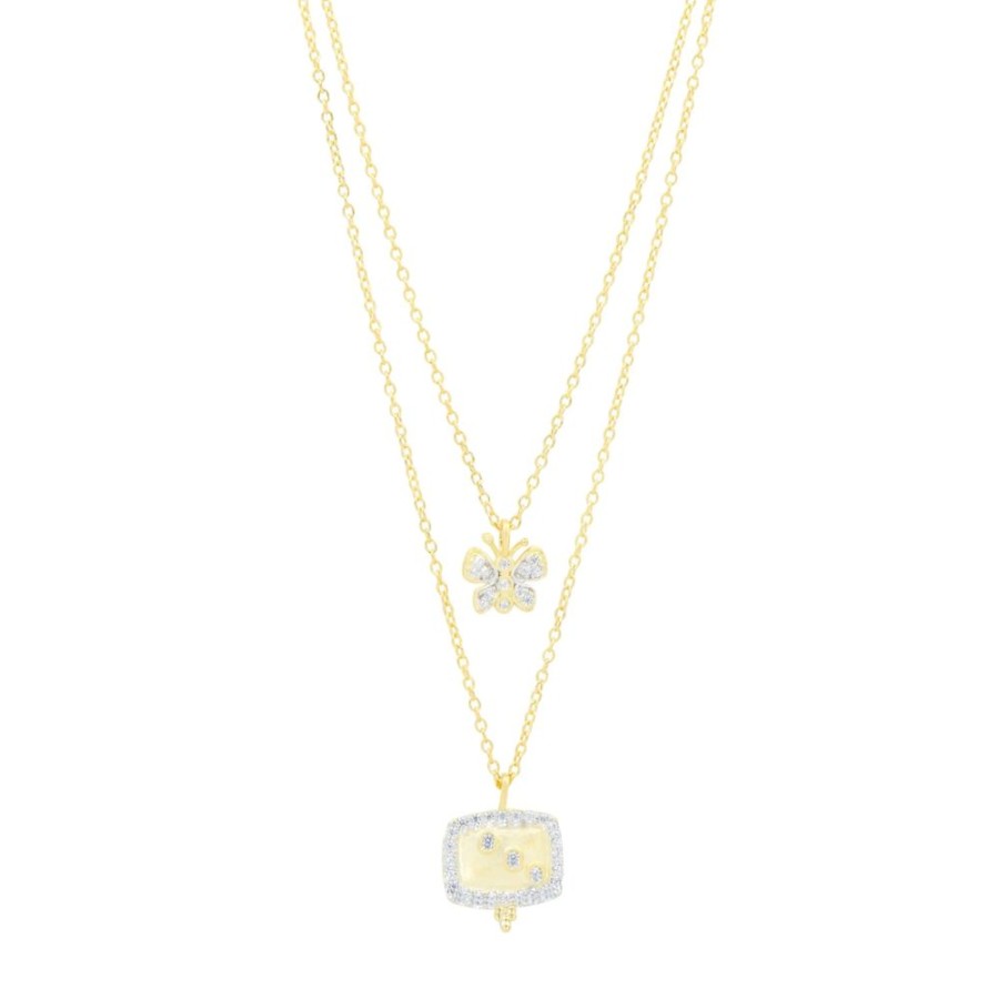 Jewelry Freida Rothman | Double Drop Butterfly Necklace