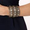 Jewelry Freida Rothman | Mini Stud Bezel Stone Eternity Hinge Bangle Silver & Black