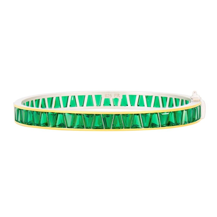 Jewelry Freida Rothman | Midnight Tri-Tone Twilight Thin Hinge Bracelet Green