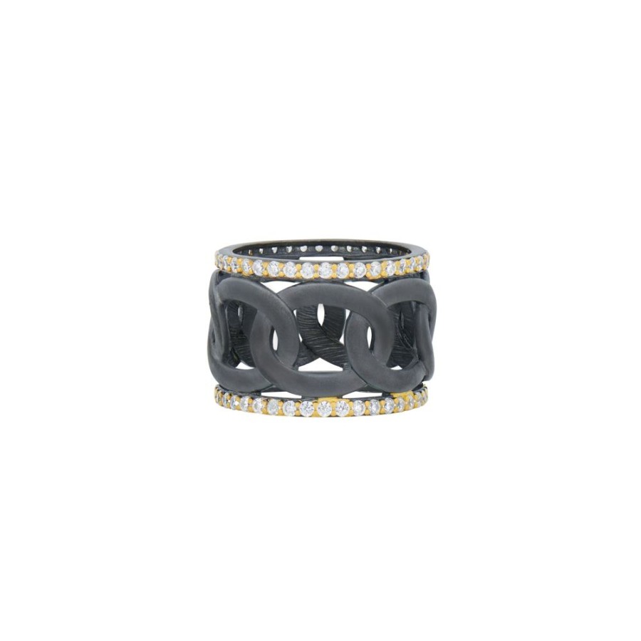 Jewelry Freida Rothman | Signature Grit Chain Link Cigar Band Ring