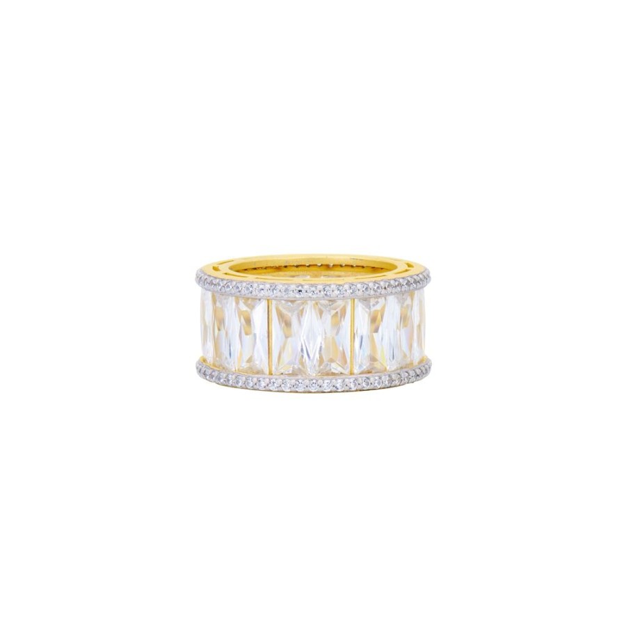 Jewelry Freida Rothman | Midnight Tri-Tone Twilight Cigar Band Ring Clear