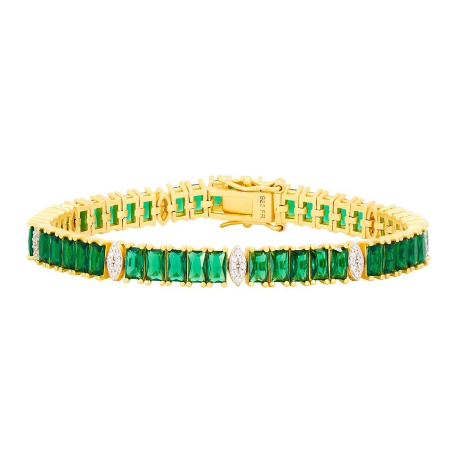 Jewelry Freida Rothman | Midnight Tri-Tone Twilight Marquis Station Tennis Bracelet Green